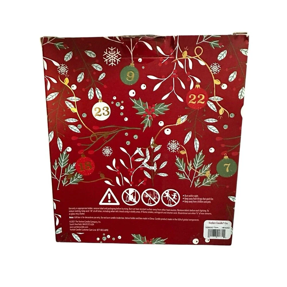 Yankee Candle Holiday Sampler Glass Votive Holder  Balsam, Cookies, Cinnamon NIB